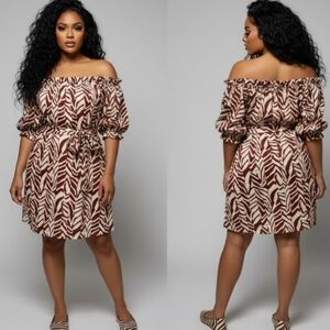 Zebra Print Milkmaid Dress Size 20 / 2X 100% Cotton Eloquii